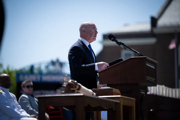 Image: DHS Secretary Alejandro Mayorkas Delivers Remarks at USCG Academy Commencement Address 2023 (034)