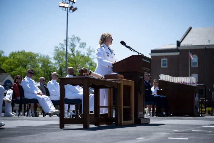 Image: DHS Secretary Alejandro Mayorkas Delivers Remarks at USCG Academy Commencement Address 2023 (032)
