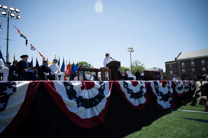Image: DHS Secretary Alejandro Mayorkas Delivers Remarks at USCG Academy Commencement Address 2023 (031)