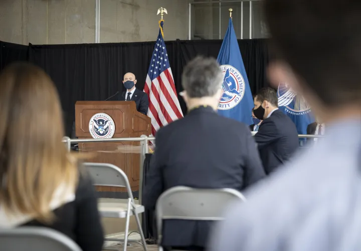 Image: DHS Secretary Alejandro Mayorkas Participates in a Press Conference at Ronald Reagan Washington National Airport (26)