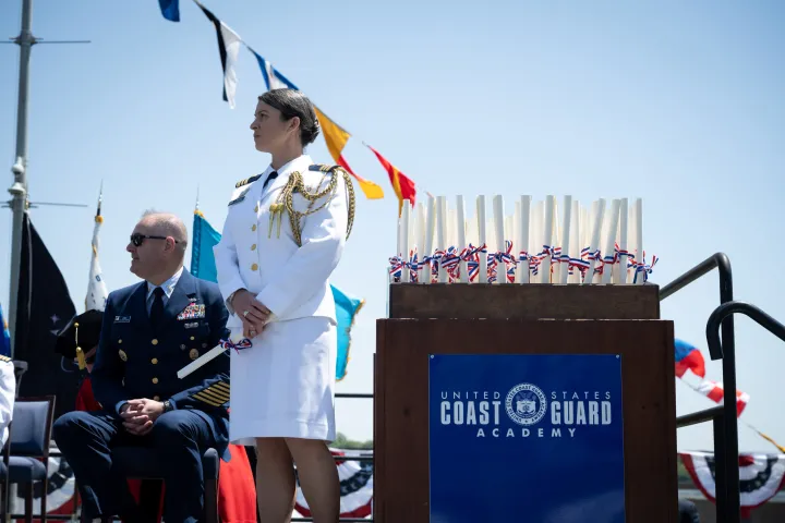 Image: DHS Secretary Alejandro Mayorkas Delivers Remarks at USCG Academy Commencement Address 2023 (042)