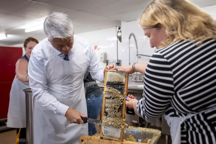 Image: DHS Employees Extract Honey From Bees on Campus (037)