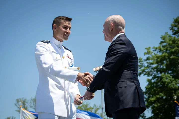 Image: DHS Secretary Alejandro Mayorkas Delivers Remarks at USCG Academy Commencement Address 2023 (043)