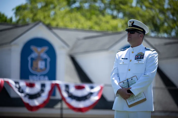 Image: DHS Secretary Alejandro Mayorkas Delivers Remarks at USCG Academy Commencement Address 2023 (037)