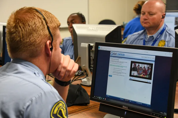 Image: Federal Law Enforcement Training Center (FLETC) Trainee Taking a Test