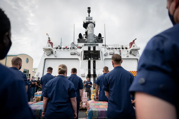 Image: Acting Secretary Wolf Joins USCG Cutter James in Offloading Narcotics (24)