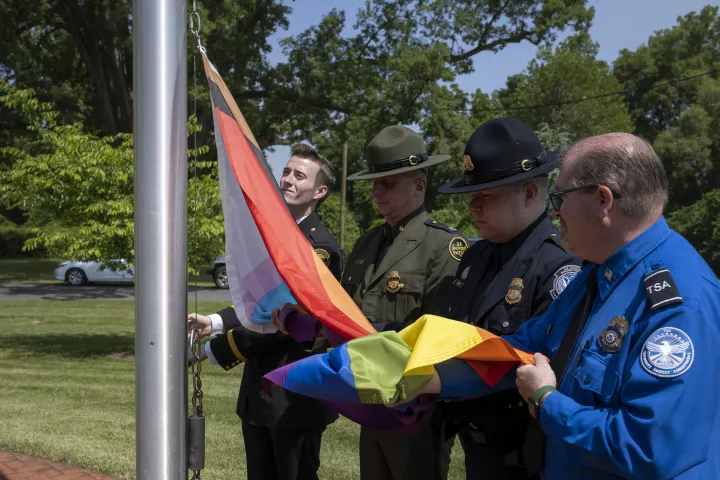 Image: DHS Headquarters Raises Pride Flag  (019)