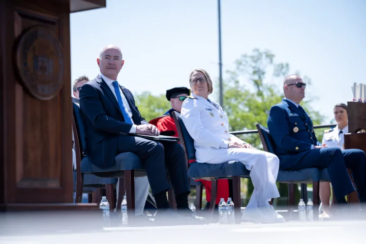 Image: DHS Secretary Alejandro Mayorkas Delivers Remarks at USCG Academy Commencement Address 2023 (027)