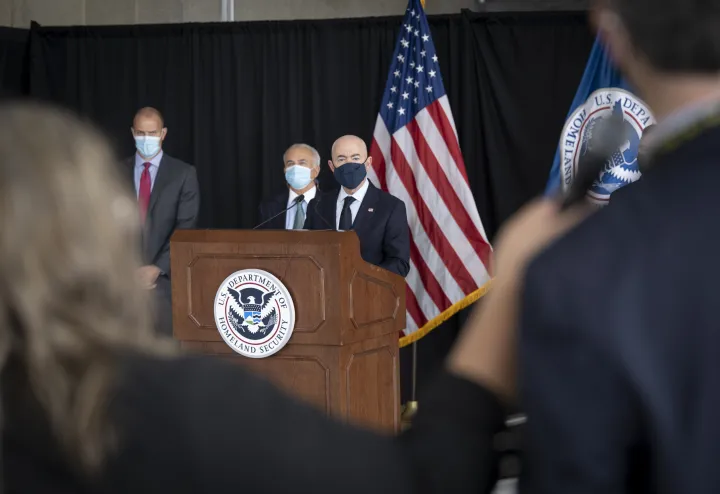 Image: DHS Secretary Alejandro Mayorkas Participates in a Press Conference at Ronald Reagan Washington National Airport (33)