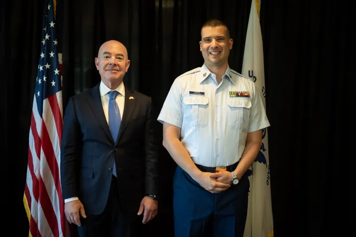 Image: DHS Secretary Alejandro Mayorkas Delivers Remarks at USCG Academy Commencement Address 2023 (083)