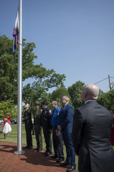 Image: DHS Headquarters Raises Pride Flag  (012)