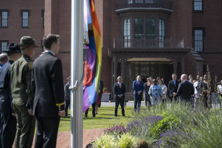 Image: DHS Headquarters Raises Pride Flag  (007)