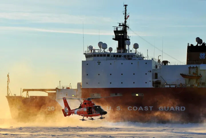 Image: Coast Guard Helicopter Lands on a Frozen Sea Ice Sheet