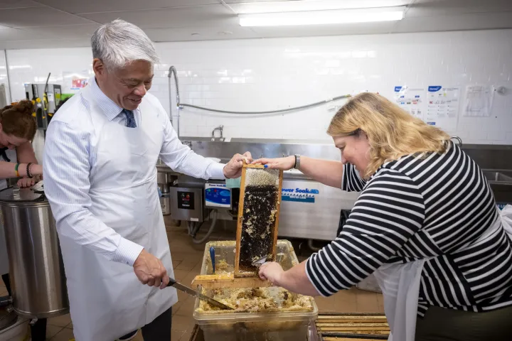 Image: DHS Employees Extract Honey From Bees on Campus (038)