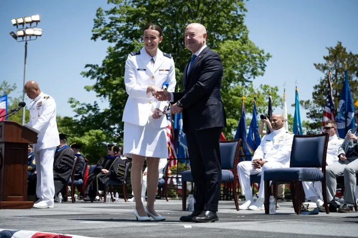 Image: DHS Secretary Alejandro Mayorkas Delivers Remarks at USCG Academy Commencement Address 2023 (044)