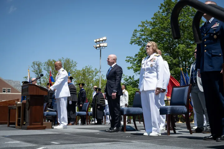 Image: DHS Secretary Alejandro Mayorkas Delivers Remarks at USCG Academy Commencement Address 2023 (063)