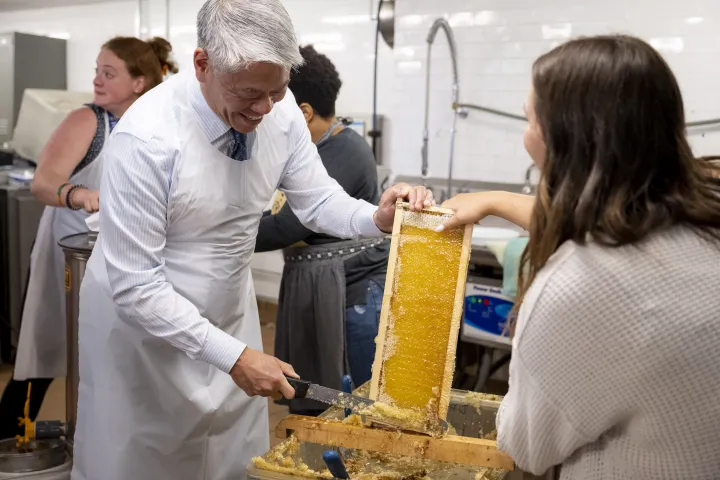 Image: DHS Employees Extract Honey From Bees on Campus (030)