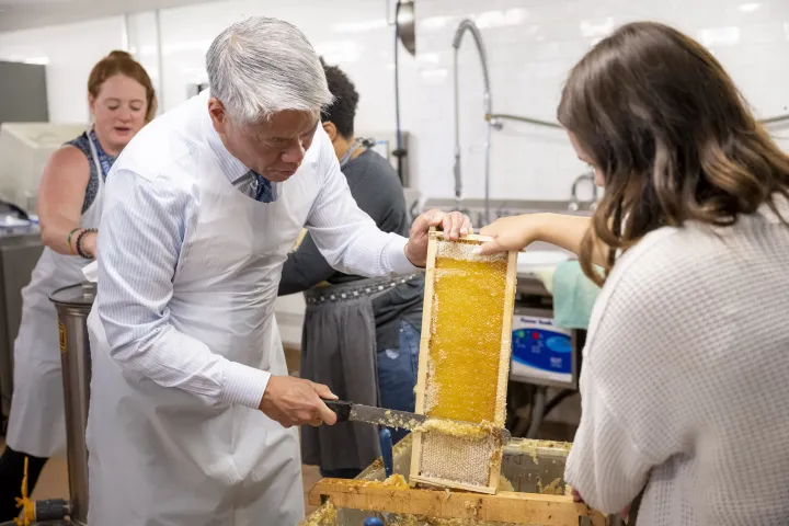 Image: DHS Employees Extract Honey From Bees on Campus (029)