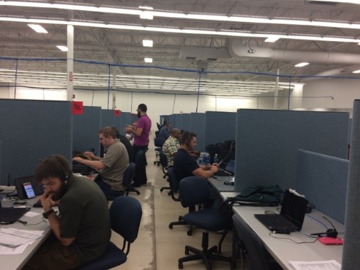 Surge Capacity Force volunteers in a call center.