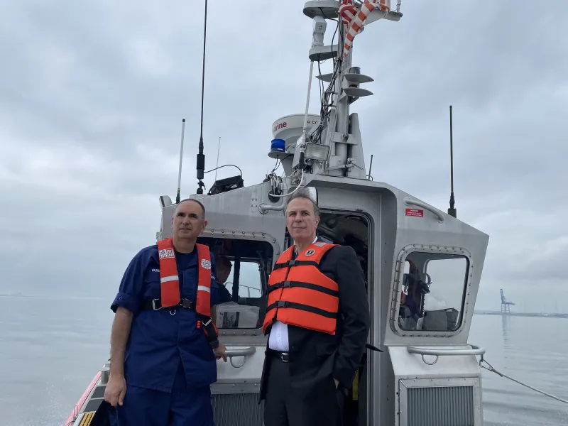 USST Kusnesov Visits MD Bridge Collapse on USCG boat with Rear Admiral Shannon Gilreath