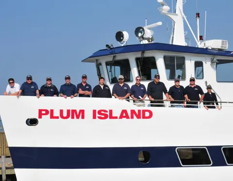 A Plum Island ferry with 12 people on it.