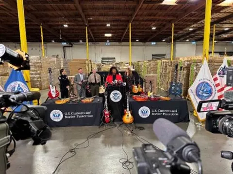 CBP and partners HSI, LASD and Gibson made the announcement during a press conference at the LA/Long Beach seaport.