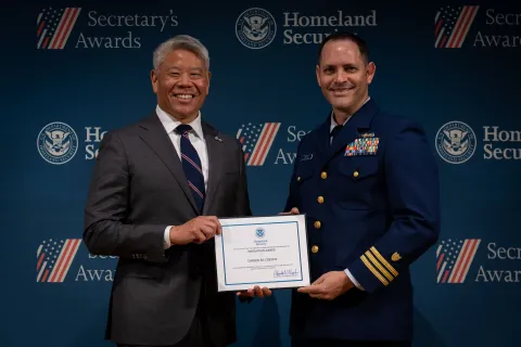 DHS Deputy Secretary John Tien with Innovation Award recipient, Carlos M. Crespo. 