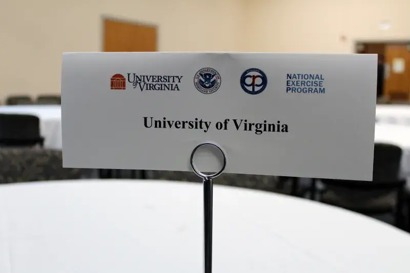 2018 Charlottesville RTTX table sign for the University of Virginia.
