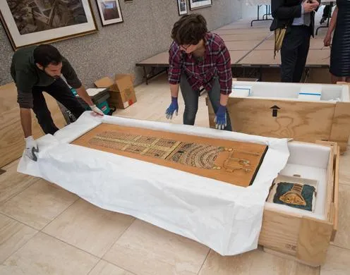 ICE Personnel Handle Ancient Egyptian Sarcophagus