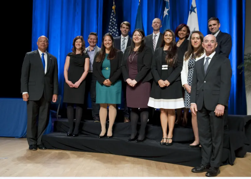 Secretary of Homeland Security Jeh Johnson and Deputy Secretary of Homeland Security Alejandro Mayorkas presented the Secretary's Unity of Effort Award to the Secretary's Briefing Staff