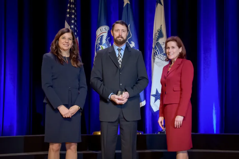 Charles Rotenberry, a Purple Heart Recipient, Transportation Security Administration, receives the the Secretary's Award for Volunteer Service at the Department of Homeland Security Secretary's Awards Ceremony in Washington, D.C., Nov. 8, 2017. Rotenberry was honored for supporting wounded veterans through his non-profit organization 