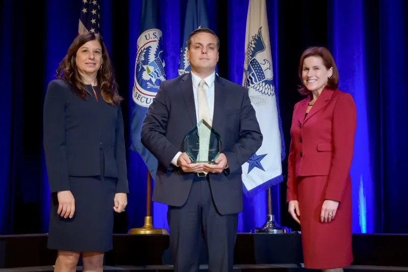 Timothy Sturgell, U.S. Secret Service receives the the Secretary's Award for Valor at the Department of Homeland Security Secretary's Awards Ceremony in Washington, D.C., Nov. 8, 2017. Sturgell was honored for saving the life of a West Point Cadet who nearly drowned. Official DHS photo by Jetta Disco.