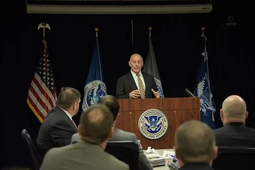 Secretary Kelly addresses HSI leadership at the ICE Training Academy in Dallas.
