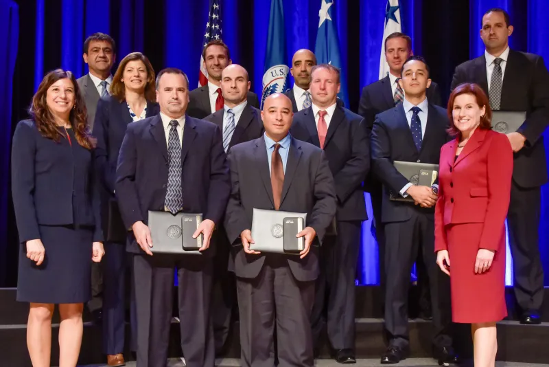 U.S. Secret Service's Operation Sunset Team receive the Secretary's Exceptional Service Gold Medal at the Department of Homeland Security Secretary's Awards Ceremony in Washington, D.C., Nov. 8, 2017. The team was honored for developing critical information about targets linked to a transnational organization responsible for the manufacturing of counterfeit U.S. currency in Lima, Peru. Official DHS photo by Jetta Disco.