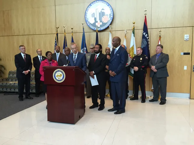 Dr. Brasure speaks at the Houston Securing the Cities press event.
