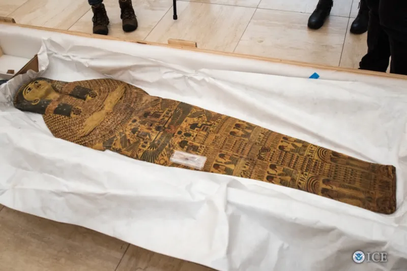 Ancient Egyptian Sarcophagus Recovered by ICE