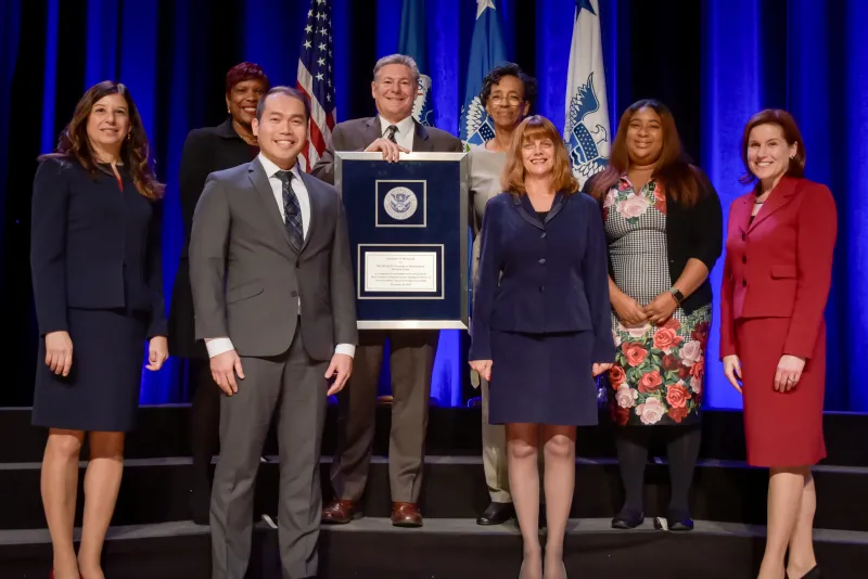 Management Directorate, Office of the Chief Financial Officer, Workforce Development Division receive the the Secretary's Unit Award at the Department of Homeland Security Secretary's Awards Ceremony in Washington, D.C., Nov. 8, 2017. The division was honored for designing DHS Headquarters Centralized Training Program resulting in the delivery of more cost-effective financial management training. Official DHS photo by Jetta Disco.