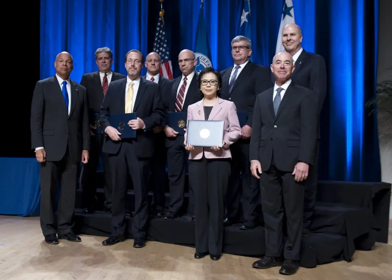 Secretary of Homeland Security Jeh Johnson and Deputy Secretary of Homeland Security Alejandro Mayorkas presented the Secretary's Unity of Effort Award to the Science and Technology Directorate Integrated Product Team