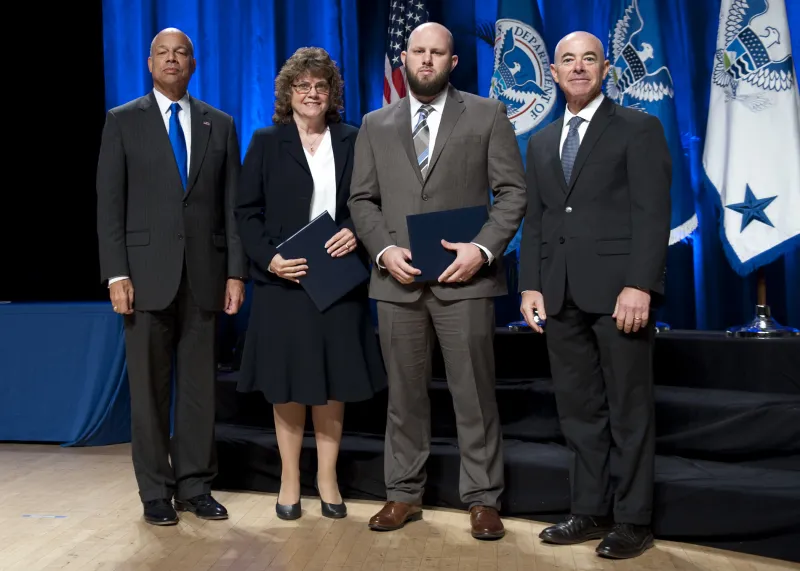 Secretary of Homeland Security Jeh Johnson and Deputy Secretary of Homeland Security Alejandro Mayorkas presented the Secretary's Unit Award to Federal Emergency Management Agency's Grant Programs Directorate Team