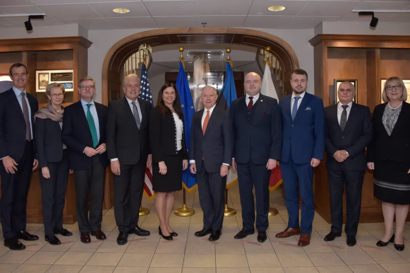 Acting Secretary Duke pictured with Attorney General Jeff Sessions and Members of the JHA group