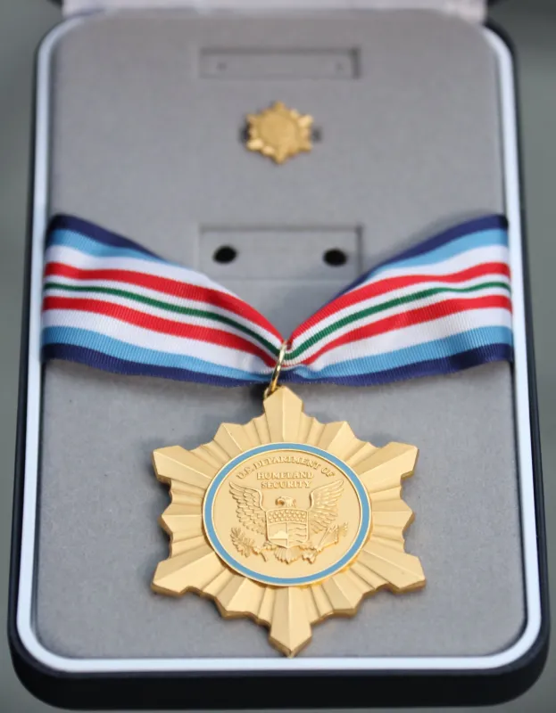 Close up of the Department of Homeland Security's Distinguished Public Service Medal