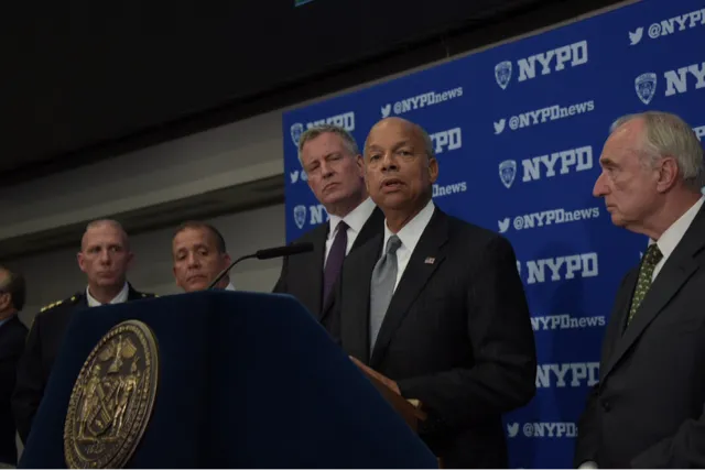 Secretary Johnson Speaks At New York Police Headquarters