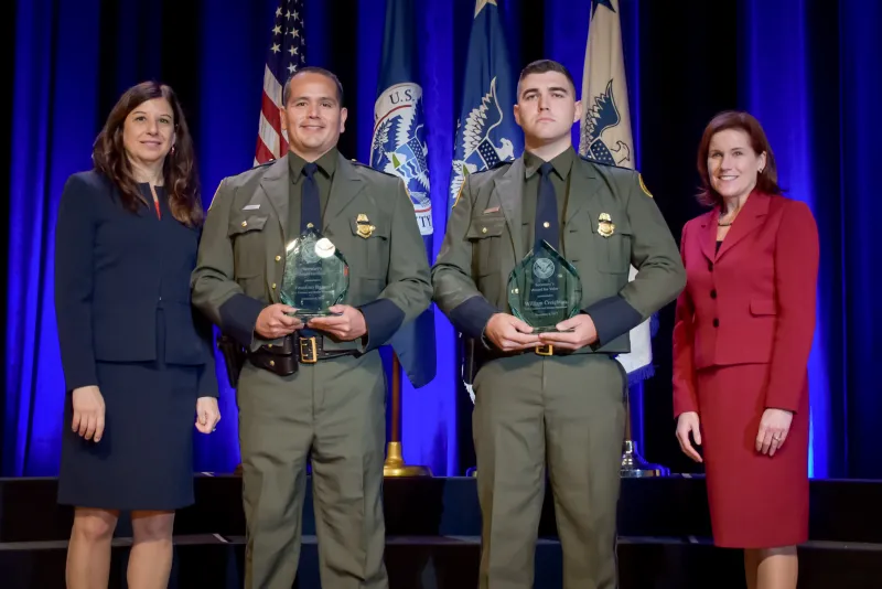 The Border Patrol Rio Grand Valley Sector Team receive the the Secretary's Award for Valor at the Department of Homeland Security Secretary's Awards Ceremony in Washington, D.C., Nov. 8, 2017. The team was honored for providing immediate medical assistance to a Texas State Trooper who was wounded by an armed subject they were pursuing. Official DHS photo by Jetta Disco.