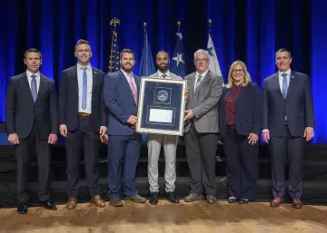 Caption: <p>WASHINGTON (Nov. 6, 2019) Acting Homeland Security Secretary Kevin McAleenan and Acting Deputy DHS Secretary David Pekoski present the Unit Award to the Procurement Innovation Lab Team at the 2019 Secretary’s Award Ceremony at the Daughters of the American Revolution Constitution Hall. (DHS Photo by Tim D. Godbee/Released)</p>