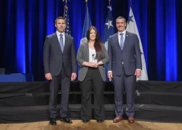 Caption: <p>WASHINGTON (Nov. 6, 2019) Acting Homeland Security Secretary Kevin McAleenan and Acting Deputy DHS Secretary David Pekoski present the Award for Exemplary Service to Mollie J. Souder at the 2019 Secretary’s Award Ceremony at the Daughters of the American Revolution Constitution Hall. (DHS Photo by Tim D. Godbee/Released)</p>