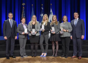 Caption: <p>WASHINGTON (Nov. 6, 2019) Acting Homeland Security Secretary Kevin McAleenan and Acting Deputy DHS Secretary David Pekoski present the Meritorious Service Silver Medal to the Program Management Office Directorate Wall Team at the 2019 Secretary’s Award Ceremony at the Daughters of the American Revolution Constitution Hall. (DHS Photo by Tim D. Godbee/Released)</p>