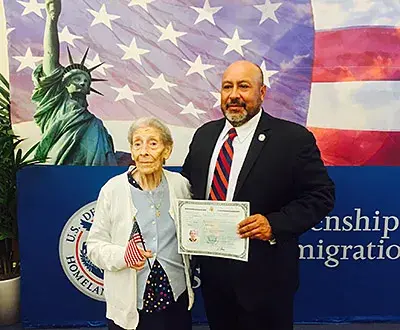 Amanda Angelica Budino becoming a naturalized U.S. citizen