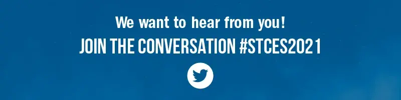 We want to hear from you! Join the Conversation #STCES2021. Icon of Twitter logo.