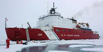 U.S. Coast Guard ship in ice water