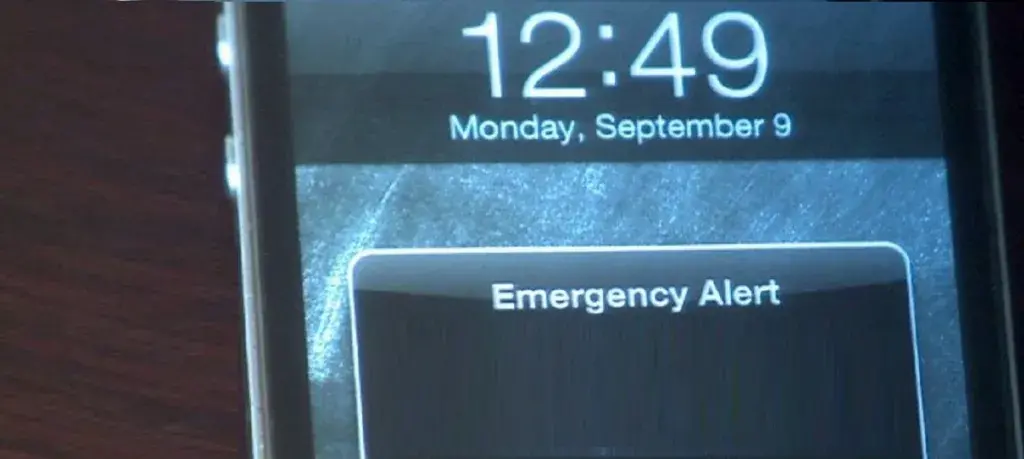 cell phone displaying wireless emergency alert